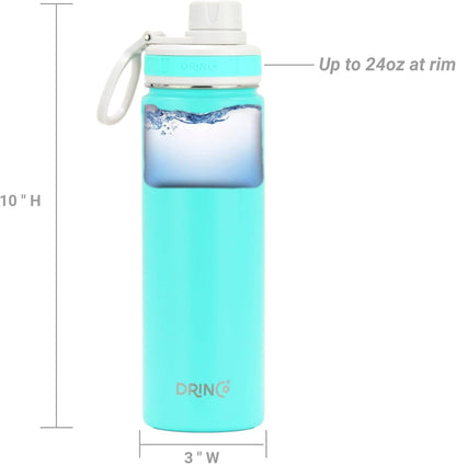 Stainless Steel Water Bottle Spout Lid Vacuum Insulated Double Wall Water Bottle Wide Mouth (40Oz 32Oz 22Oz 18Oz 14Oz) Leak Proof Keep Cold Sport Camping Hiking (22 Oz, 22Oz Teal)