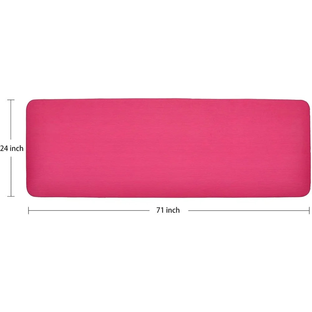 Gocloud Extra Thick Non-Slip Yoga Mat, 71" X 24" with Carrying Strap and Knee Pad, Pink