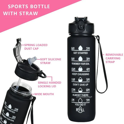 1L Water Bottle Portable Sport Water Bottle Pretty Drink Bottle Leakproof Gym Water Bottle for Outdoor Travel Fitness Cycling